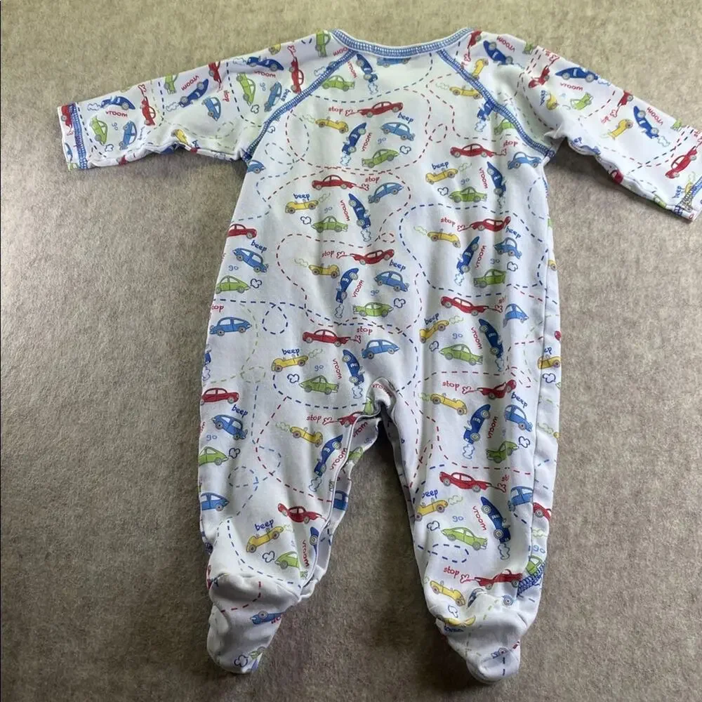 Kissy Kissy QT QT  Blue Car Print Kids Footie 100% Cotton Size 9 Months